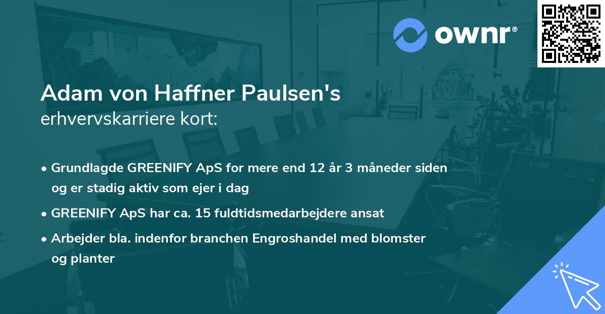 Adam von Haffner Paulsen's erhvervskarriere kort