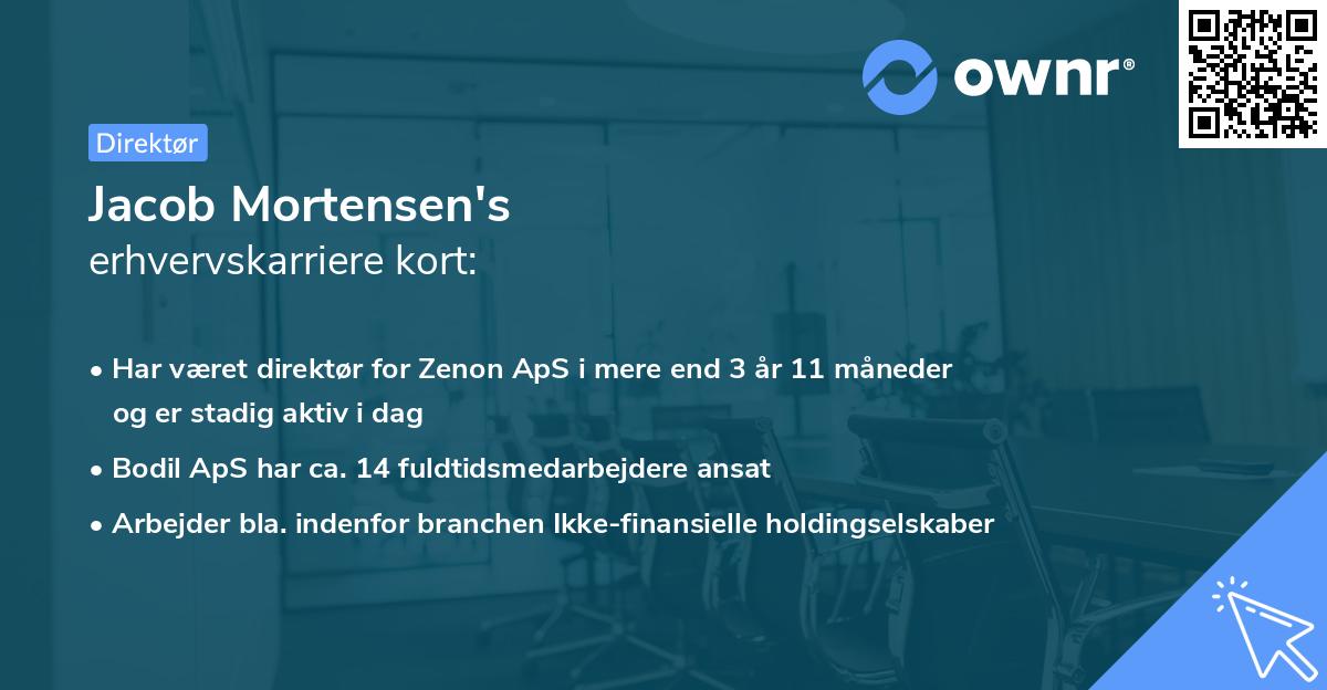 Jacob Mortensen's erhvervskarriere kort