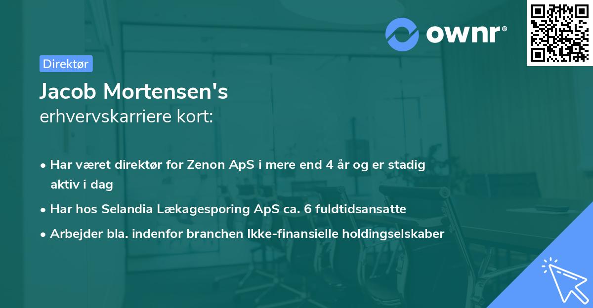 Jacob Mortensen's erhvervskarriere kort