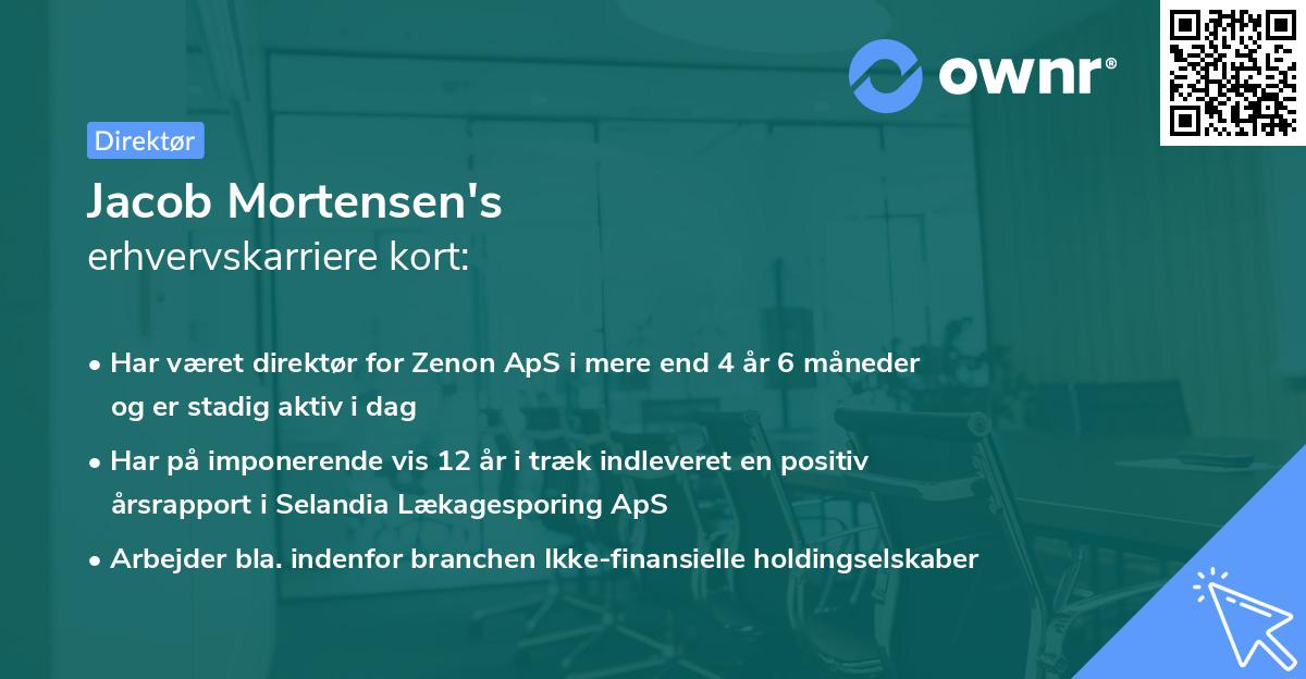 Jacob Mortensen's erhvervskarriere kort