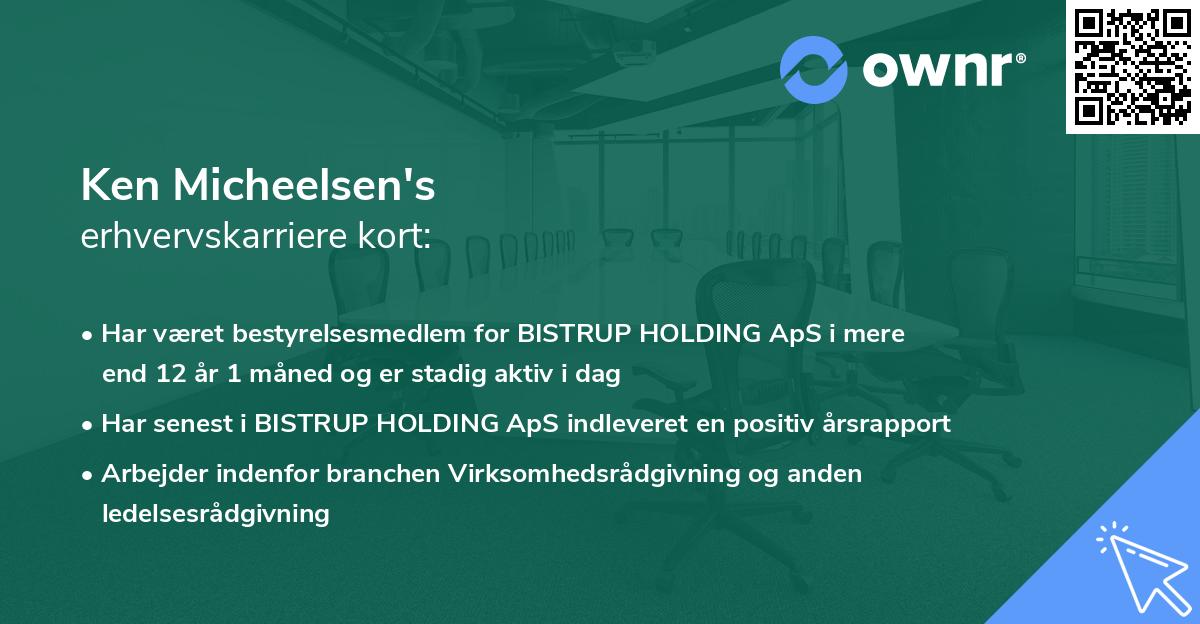 Ken Micheelsen's erhvervskarriere kort