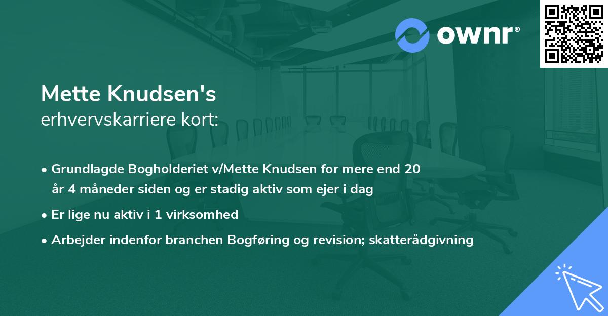 Mette Knudsen's erhvervskarriere kort