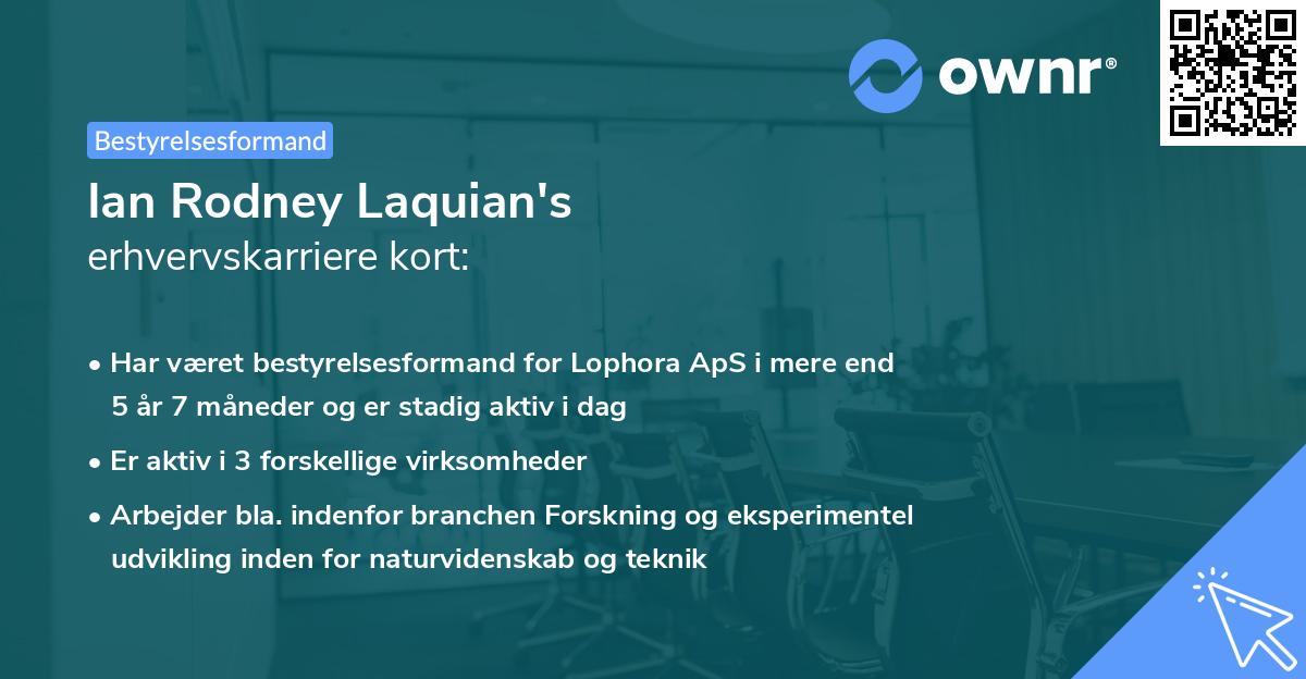 Ian Rodney Laquian's erhvervskarriere kort
