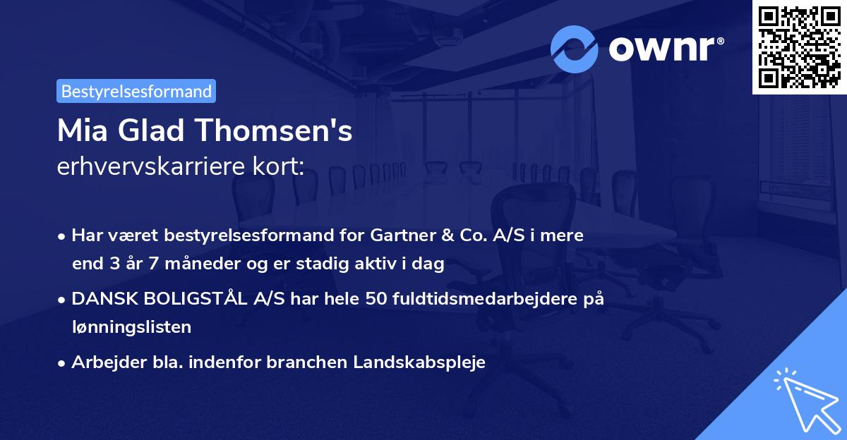 Mia Glad Thomsen's erhvervskarriere kort