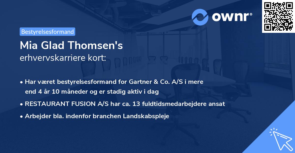 Mia Glad Thomsen's erhvervskarriere kort