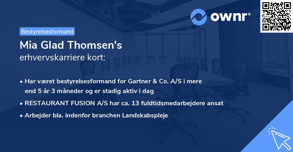 Mia Glad Thomsen's erhvervskarriere kort