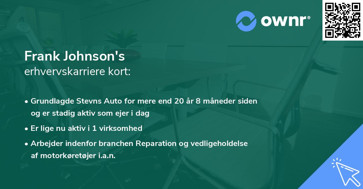 Frank Johnson's erhvervskarriere kort