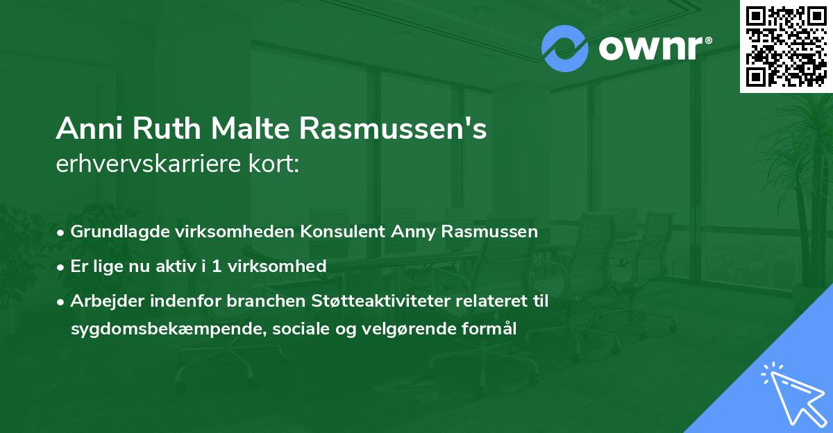 Anni Ruth Malte Rasmussen's erhvervskarriere kort