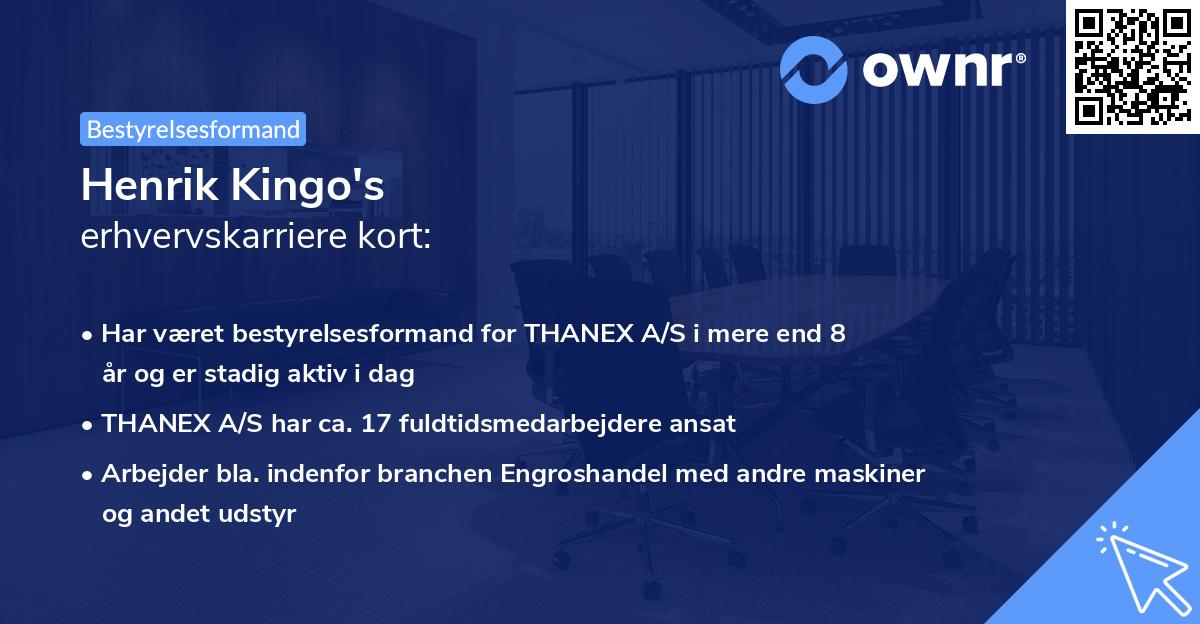 Henrik Kingo's erhvervskarriere kort