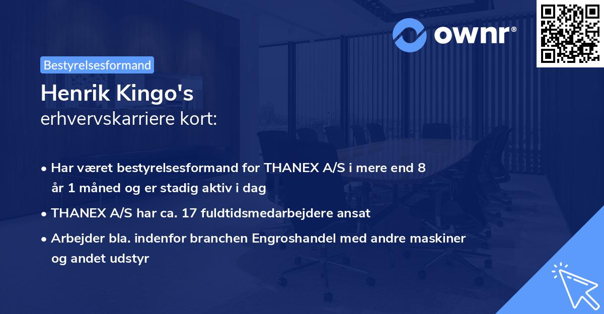 Henrik Kingo's erhvervskarriere kort
