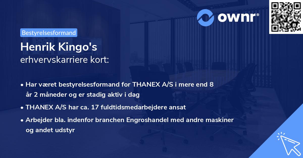 Henrik Kingo's erhvervskarriere kort