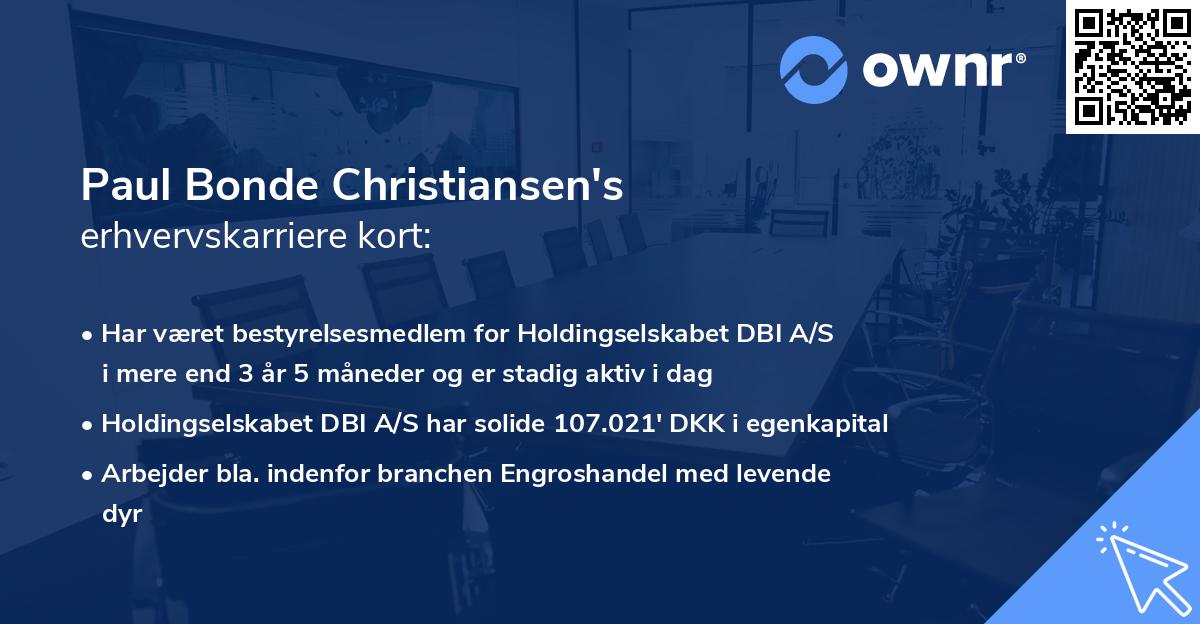 Paul Bonde Christiansen's erhvervskarriere kort