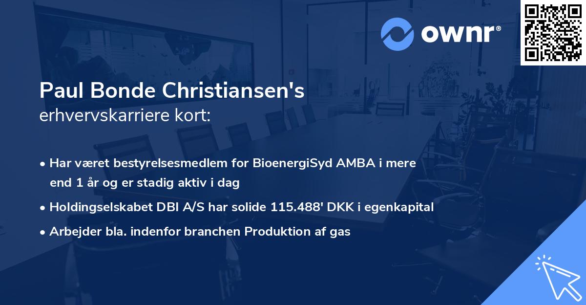 Paul Bonde Christiansen's erhvervskarriere kort
