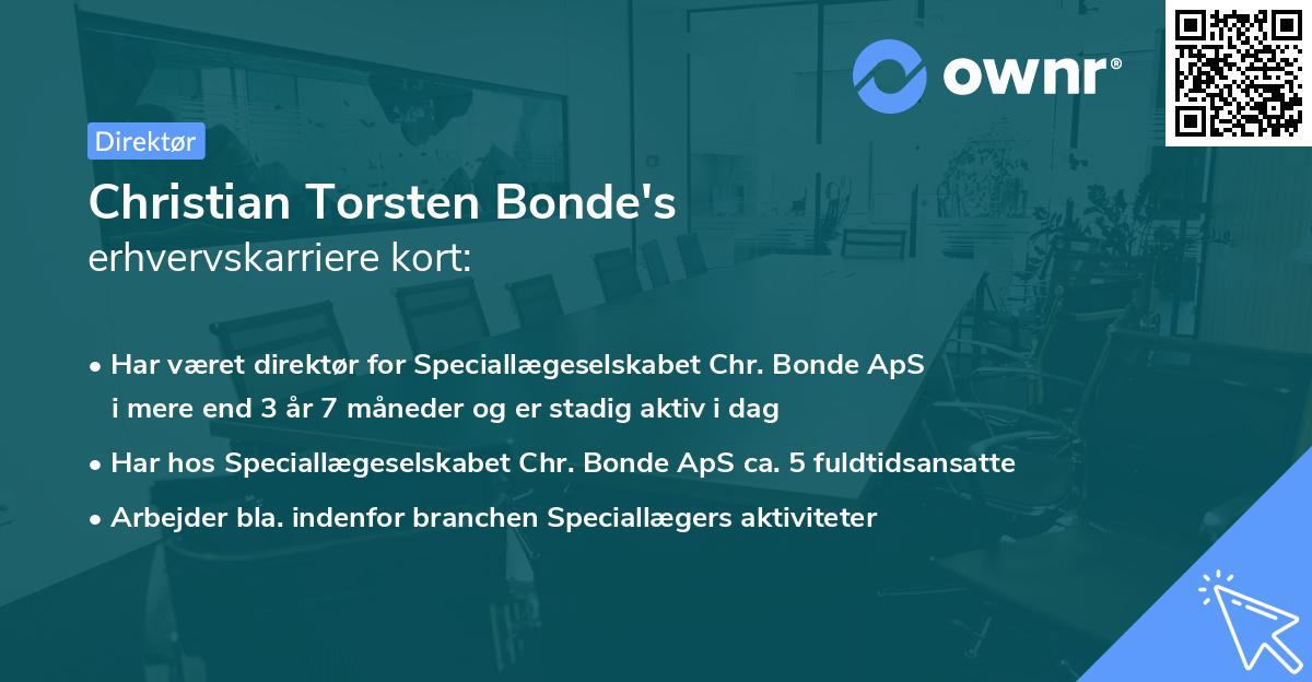 Christian Torsten Bonde's erhvervskarriere kort