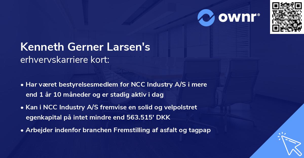 Kenneth Gerner Larsen's erhvervskarriere kort