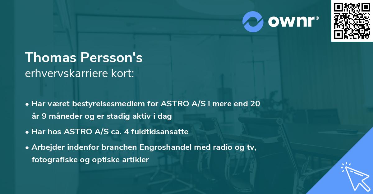 Thomas Persson's erhvervskarriere kort