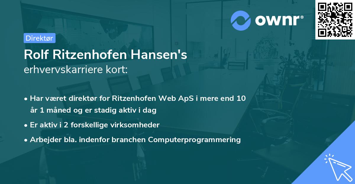 Rolf Ritzenhofen Hansen's erhvervskarriere kort
