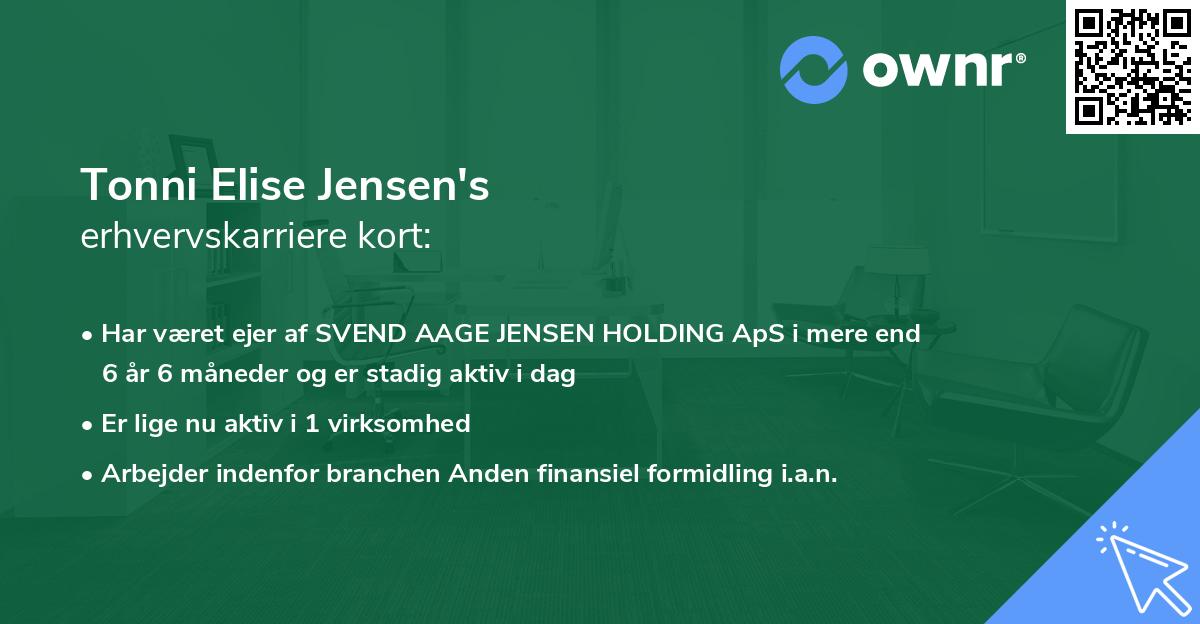 Tonni Elise Jensen's erhvervskarriere kort
