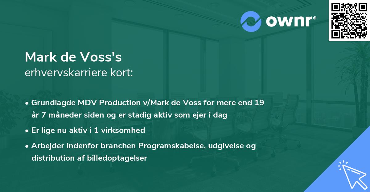 Mark de Voss's erhvervskarriere kort