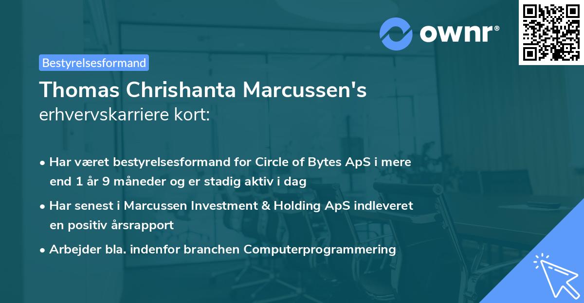 Thomas Chrishanta Marcussen's erhvervskarriere kort