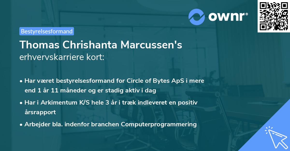 Thomas Chrishanta Marcussen's erhvervskarriere kort