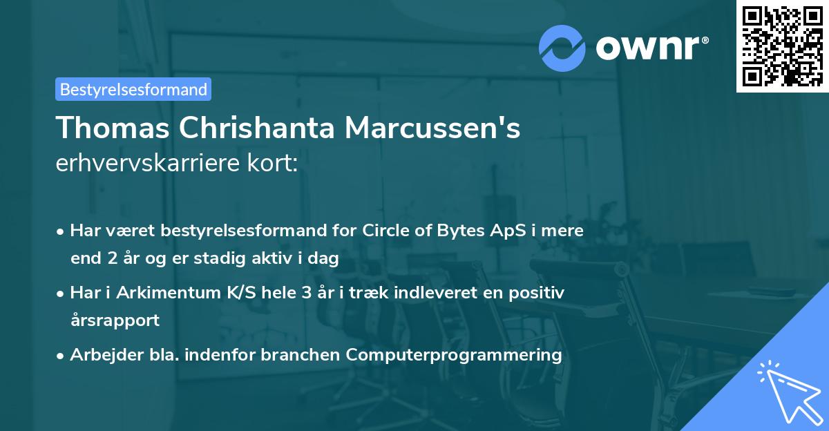 Thomas Chrishanta Marcussen's erhvervskarriere kort