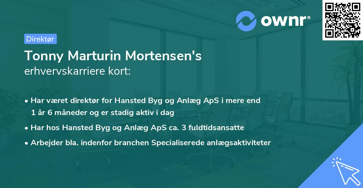 Tonny Marturin Mortensen's erhvervskarriere kort