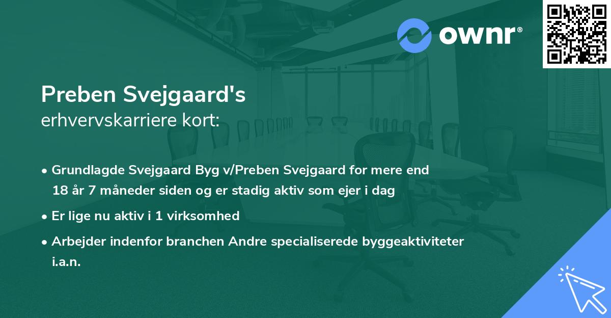 Preben Svejgaard's erhvervskarriere kort