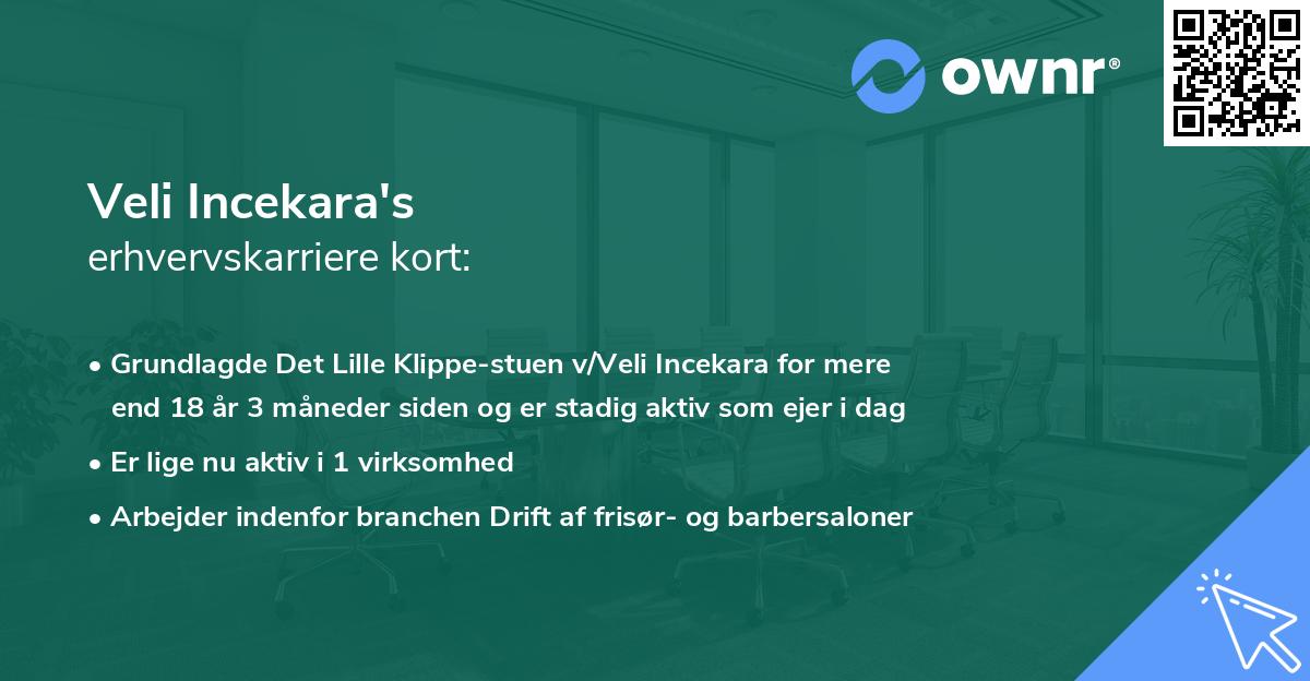 Veli Incekara's erhvervskarriere kort