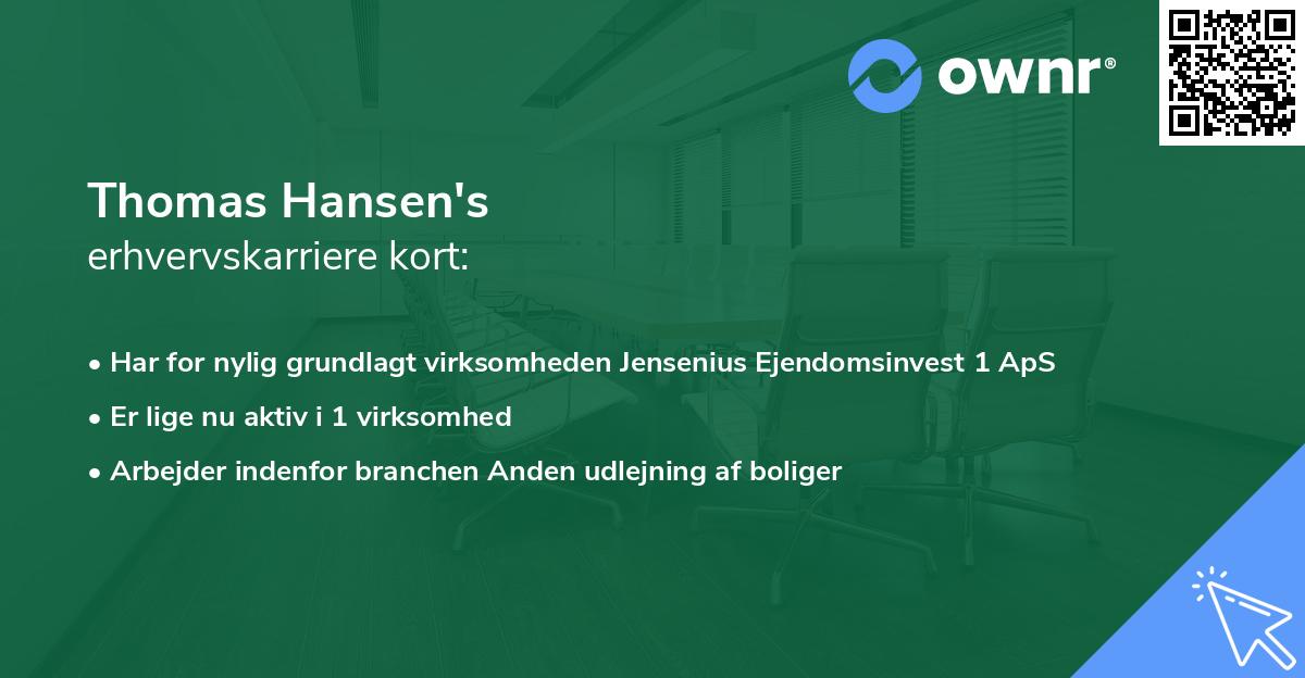 Thomas Hansen's erhvervskarriere kort