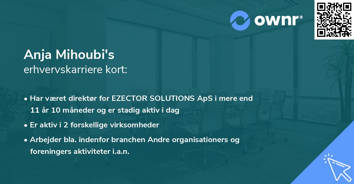 Anja Mihoubi's erhvervskarriere kort