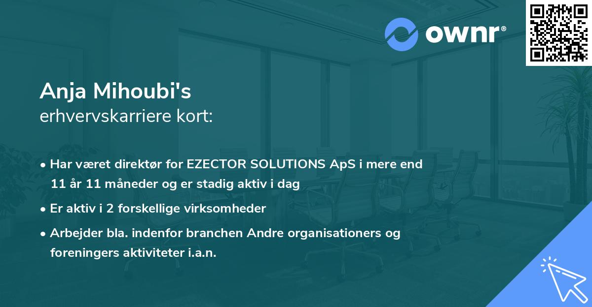 Anja Mihoubi's erhvervskarriere kort