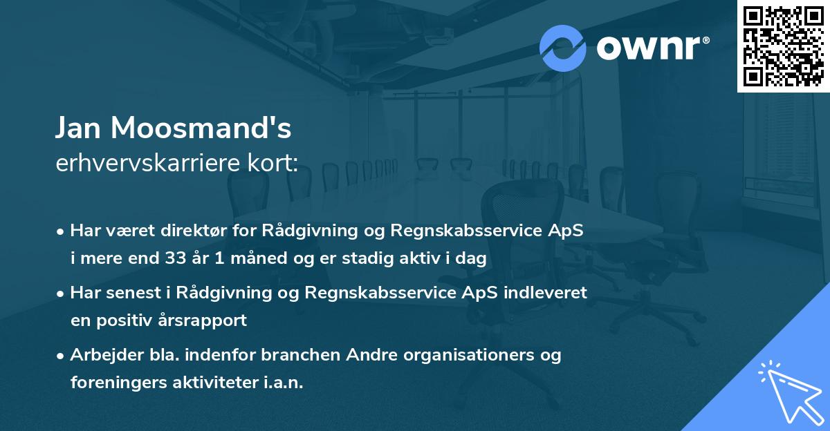 Jan Moosmand's erhvervskarriere kort