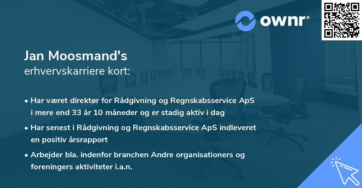 Jan Moosmand's erhvervskarriere kort