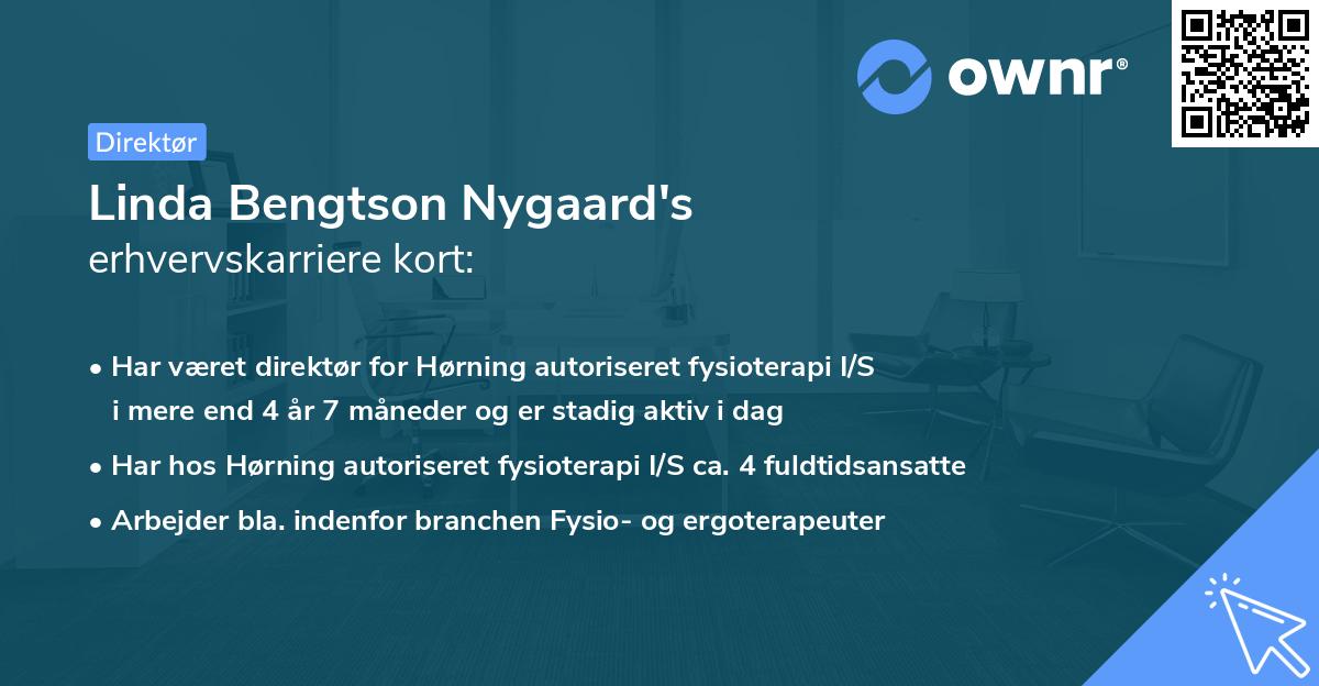 Linda Bengtson Nygaard's erhvervskarriere kort