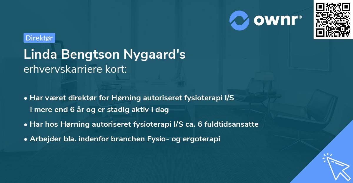Linda Bengtson Nygaard's erhvervskarriere kort