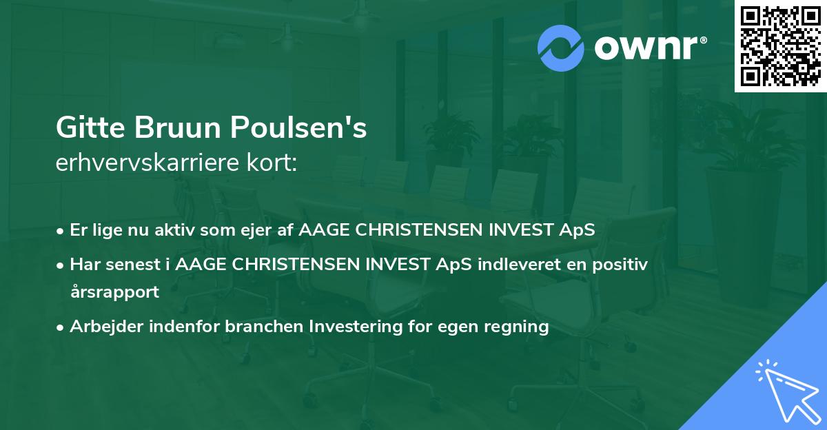 Gitte Bruun Poulsen's erhvervskarriere kort