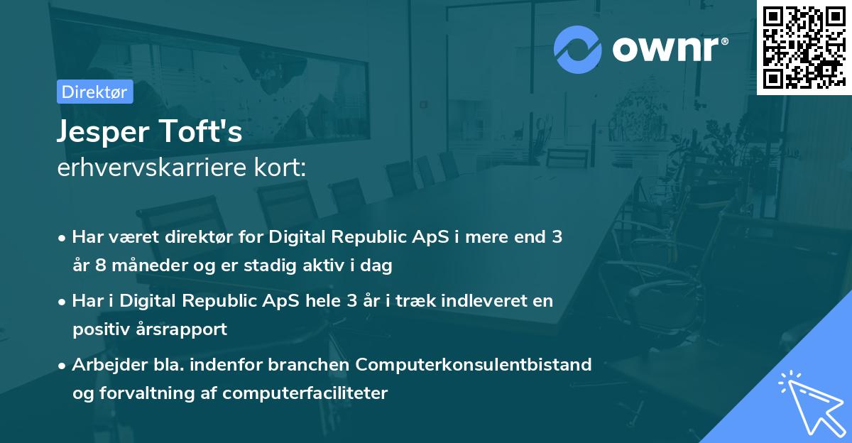 Jesper Toft's erhvervskarriere kort