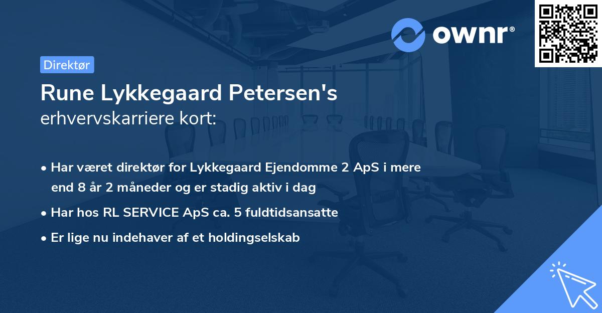 Rune Lykkegaard Petersen's erhvervskarriere kort