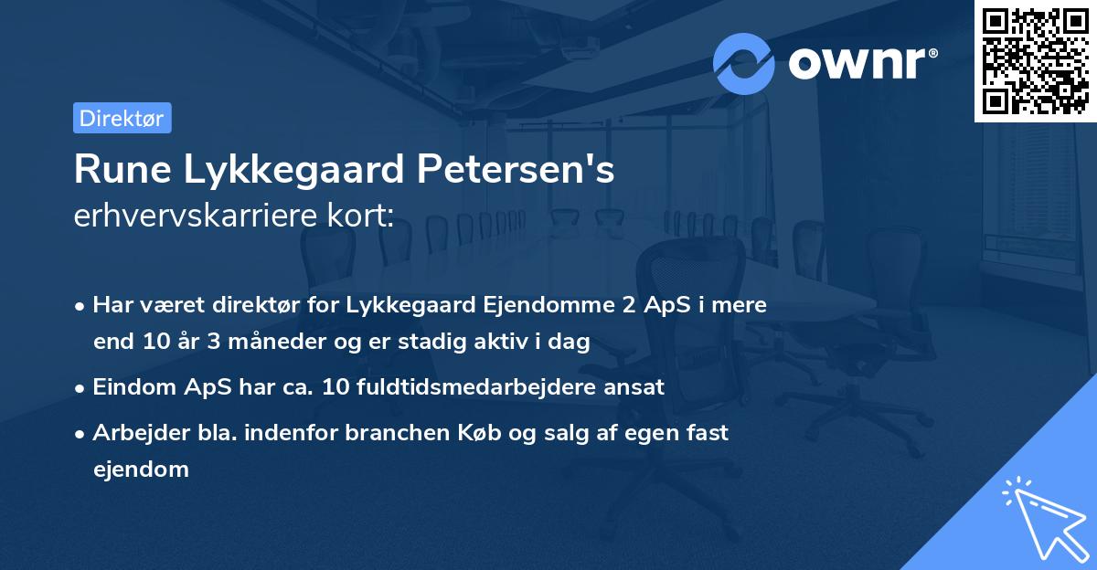Rune Lykkegaard Petersen's erhvervskarriere kort
