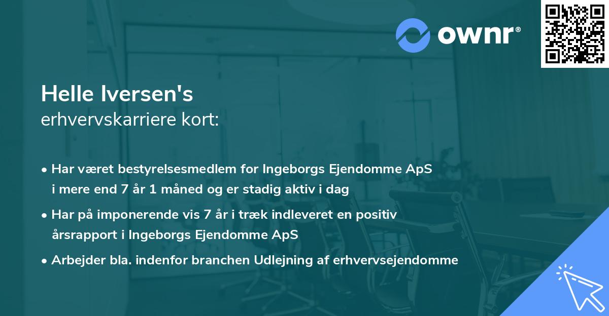 Helle Iversen's erhvervskarriere kort