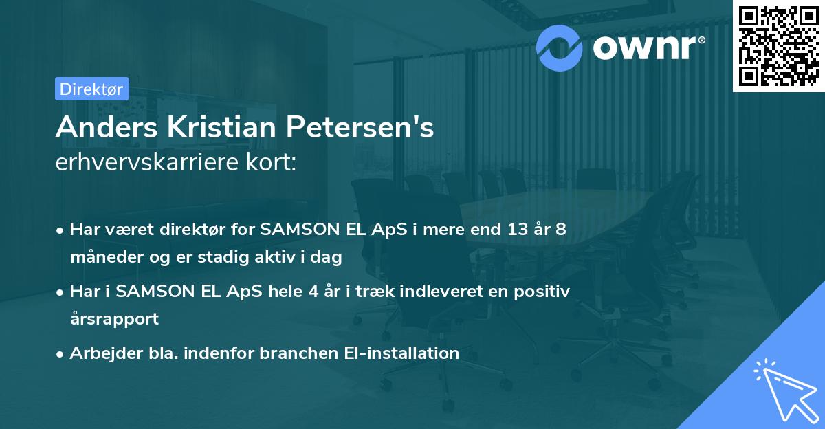 Anders Kristian Petersen's erhvervskarriere kort