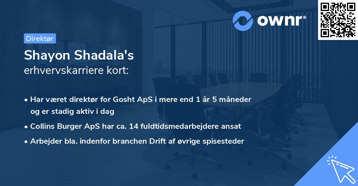 Shayon Shadala's erhvervskarriere kort