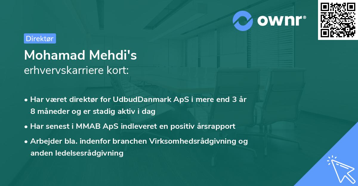 Mohamad Mehdi's erhvervskarriere kort