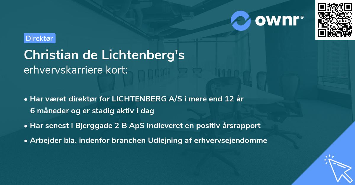 Christian de Lichtenberg's erhvervskarriere kort