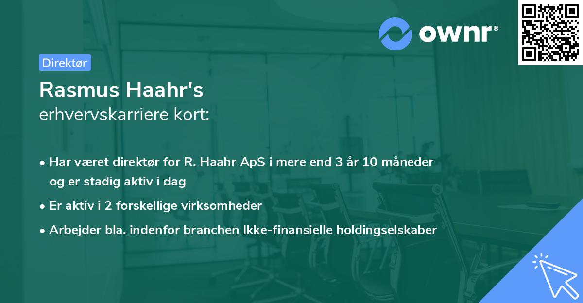 Rasmus Haahr's erhvervskarriere kort