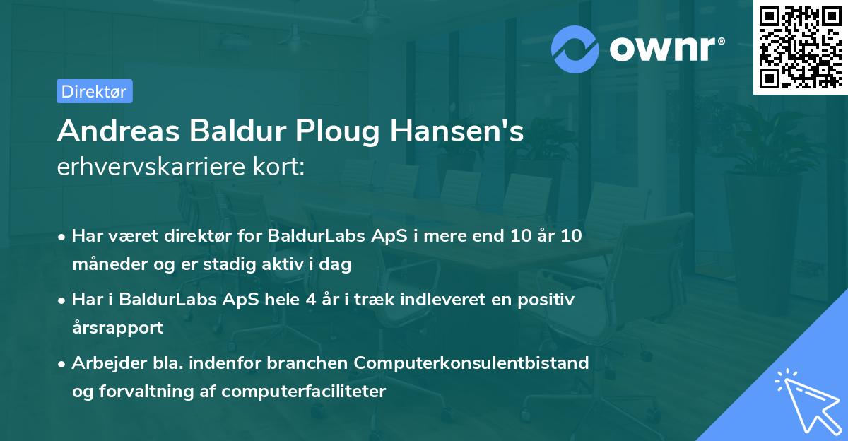 Andreas Baldur Ploug Hansen's erhvervskarriere kort