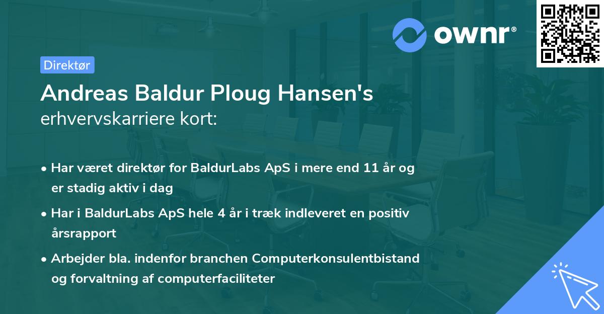 Andreas Baldur Ploug Hansen's erhvervskarriere kort