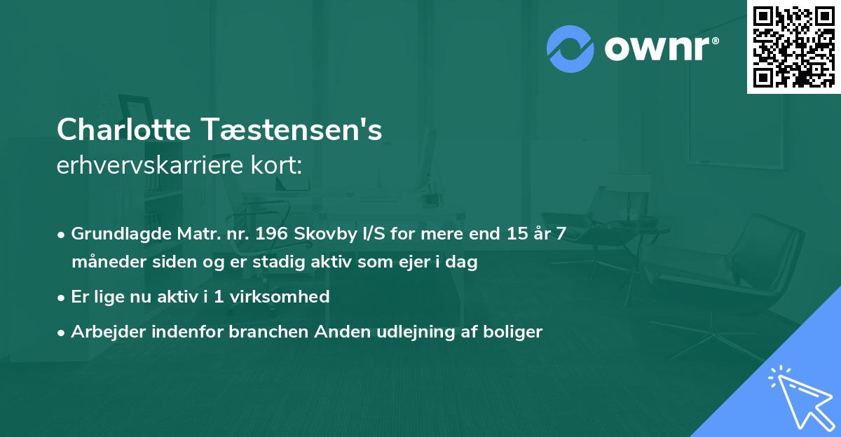 Charlotte Tæstensen's erhvervskarriere kort