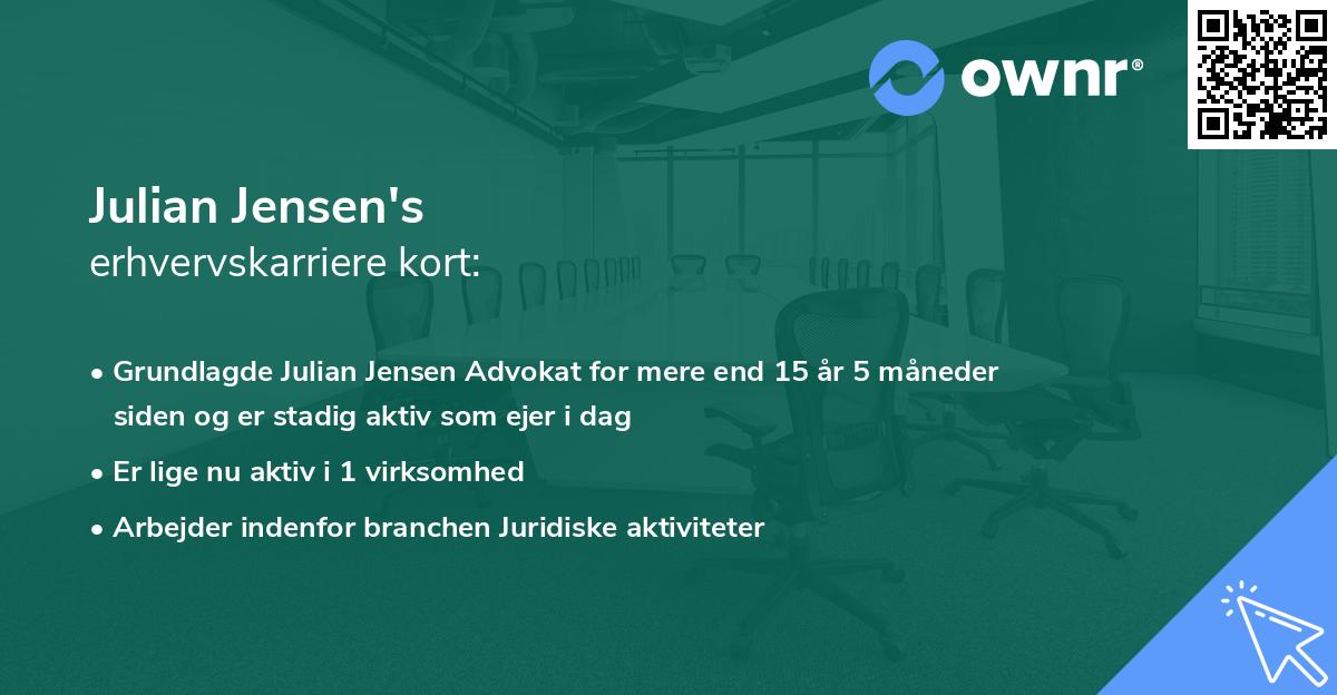 Julian Jensen's erhvervskarriere kort